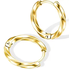 【新品】 [swars] ピアス メンズ フープピアス リングピアス サージカルステンレス 金属アレルギー対応 2個セット (ゴールド, 内径8mm/外径13mm)