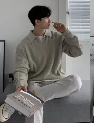 カラーニット ベージュ感じ グレー 出品 セーター ルーズフィット