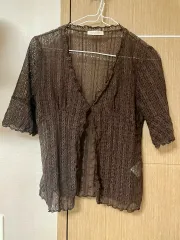 ヴィンテージ 森ガール 半袖 メッシュ カーディガン