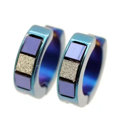 【新品】 [シルバーワン] フェイク ピアス イヤーカフ メンズ z5 [青 キラ粒 径13mm 幅4mm] ステンレス 2個ペア セット