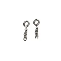 【新品】 AREUM ピアス/イヤーカフ 垂れ下がり フォルテチェーン 両耳 ２つ入り ステンレス 金属アレルギー対応 ピアス穴不要 リング フープ (イヤーカフ)