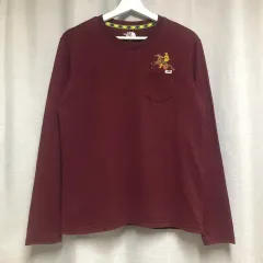 THE NORTH FACE ザノースフェイス 刺繍 グラフィック ポケット 長袖 Tシャツ バーガンディ (M)