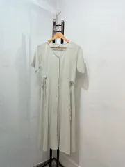 98doci Vネック ロング丈ワンピース ボタンワンピース ドレス ロング丈 2402