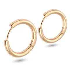 【新品】 [Adelina Style] リングピアス フープピアス メンズ レディース 人気 幅3mm つけっぱなし 小さめ 18G 1ペア サージカルステンレス ピアスリング 金属アレルギー対応 (ステンレス ゴールド 内径12mm)