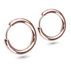 【新品】 [Adelina Style] リングピアス フープピアス メンズ レディース 人気 幅3mm つけっぱなし 小さめ 18G 1ペア サージカルステンレス ピアスリング 金属アレルギー対応 (ステンレス ローズゴールド 内径12mm)