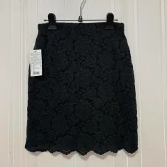 新品 S ウエストゴム レース ブラック スカート