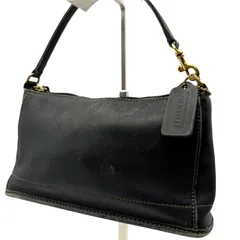 コーチ COACH アクセサリーポーチ レザー ブラック 黒 ハンドバッグ ミニバッグ ワンハンドル レディース メンズ ユニセックス 小物入れ ファスナー ゴールド金具 ロゴ刻印 コンパクト 人気 定番 ブランドバッグ