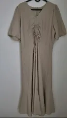 ベージュ シャーリング ワンピース