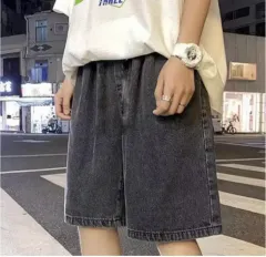 メンズ レディース 兼用 ハーフパンツ バミューダ パンツ ワイド ゴム 5 富 デニム