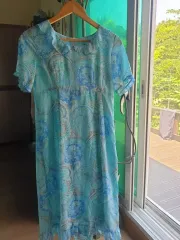 海色 ブルーカラー ロング丈ワンピース 素敵なデザイン レトロ ビンテージルック 冷却材料 ロマンチック