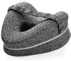 COZENTA 足枕 膝枕 就寝用 横向き フットピロー 横向き膝枕 ハート型 カバー洗濯可能 通気性 バンド付き (グレー,  25x23x13cm)のサムネイル