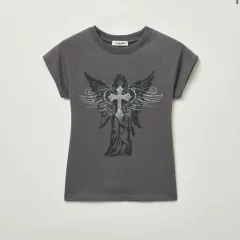 エレーヌ・パリス エンジェル ウィンクス キュービック ハーフ Tシャツ ポータル グレー