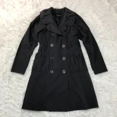nanette lepore トレンチコート／ ダブル ギャザー Aライン 黒 サイズ2 レディース スプリングコートのサムネイル