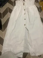 白 ボタン ロング スカート