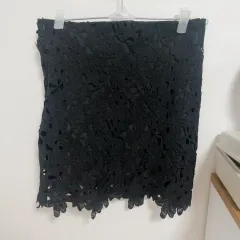 ブラック フラワー レース ミニ スカート M