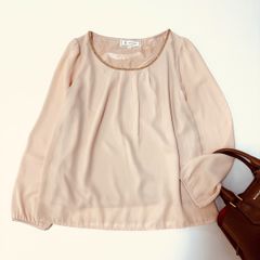 ROPE PICNIC ロペピクニック ブラウス サーモンピンク ゴールドパイピング 38 M きれいめ 上品 春 入学式 セレモニー