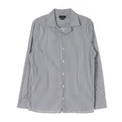 L ZARA(ザラ) オープンカラー ストライプ 長袖 シャツ