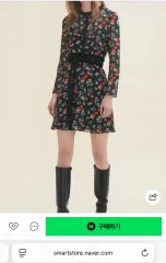 マジュ ( MAJE ) 黒 フラワー シフォン ミニ ワンピース