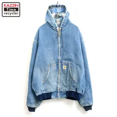 00s Carhartt デニム 裏ネル アクティブパーカー ジャケット メンズ XLサイズ相当 ビッグサイズ オーバーサイズ