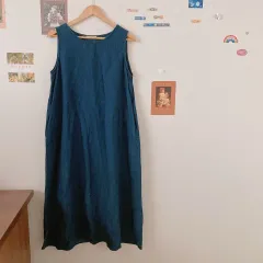 インディゴブルーデニム レイヤードワンピース