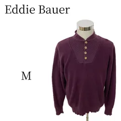エディーバウアー ニット セーターM ボルドー ワインレッド コットン100% ヘンリーネック 黒タグ 90s ビンテージ 古着 メンズ 長袖 トップス Eddie Bauer 無地 ゆるだぼ オーバーサイズ 秋服 冬服 ストリート カジュアル