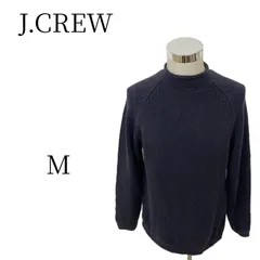 J.CREW ジェイクルー コットン ニット セーター 紺 ネイビー M 無地 ハイネック ラグラン 古着 90s 00s ビンテージ ヴィンテージ アメカジ カジュアル シンプル 万能 メンズ 丸首 コットン100% 長袖