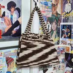 ヴィンテージ ブラウン 手編み ショルダーバッグ