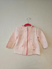 ミキハウス 刺繡 フード カーディガン ジップアップ 90 (状態良好)