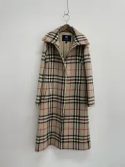((ドライ完了))バーバリー 10 ロンドンベージュ ノヴァチェック ウール ハーフコート