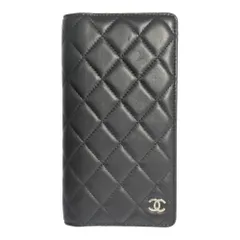 CHANEL シャネル ココマーク キルティング 差し込み式手帳カバー 長財布 札入れ ブラック レザー 【♀】【B】【レディース】★■608035【中古】