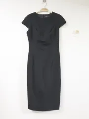 ZARA(ザラ) スリム ロング丈ワンピース 黒 フレンチスリーブ 44 XS