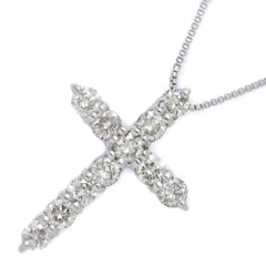 美品 1点モノ 0.3ct クロスモチーフ 11粒 ダイヤモンド ネックレス ペンダント K18WG/750-1.7g ホワイトゴールド 【♀】【S】【レディース】★■606884【中古】