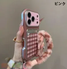 大画面ウィンドウ・カード収納・ミラー付き ハートデザイン＆チェーン付き iPhone 17 Pro対応スマホケース iPhone 16 Pro Max 新作／15 Pro／14／13対応 カップル向け保護ケースzh0323