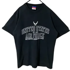 L チャンピオン ミリタリー アメリカ空軍 ビッグプリント  ブラック 黒 Tシャツ レディース ユニセックス メンズ 古着 半袖 CHM