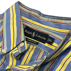 90s 00s Ralph lauren 長袖 シャツ CLASSIC FIT マルチカラー ストライプ フェード サンフェード ダメージ オレンジ ポニー スケーター ストリートファッション Y2K カラフル 古着 vintage 90年代