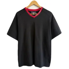 POLO SPORT ポロスポーツ RALPH LAUREN ラルフローレン Ｖネック ロゴプリント 半袖Tシャツ 黒×赤 Lサイズ No.M336
