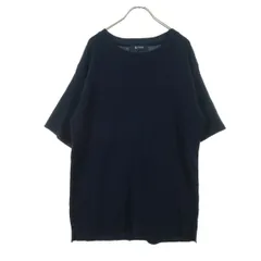美品 nano universe ナノユニバース 半袖 丸襟 ニット M ダークネイビー メンズ 古着