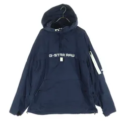 G-STAR RAW ジースターロウ ロゴプリント コットン プルオーバー ジャケット M ネイビー メンズ 古着