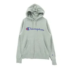 Champion チャンピオン ロゴプリント 長袖 スウェットパーカー S グレー メンズ 古着