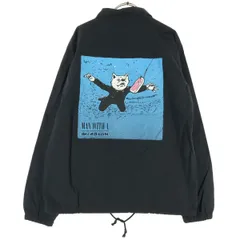 MAN WITH A MISSION マンウィズアミッション バックプリント 長袖 ナイロン コーチジャケット ブラック メンズ 古着