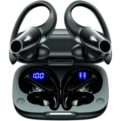【数量限定】GOLREX イヤホン bluetooth ワイヤレスイヤホン 耳掛け式 ぶるーとゅーす イヤフォン 最大40時間再生 Hi-Fi音質 AAC対応 LEDディスプレイ 物理ボタン誤操作なし 落ちない 快適装着感 ランニング スポーツ IPX7防水