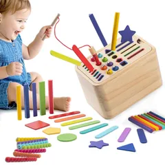 【人気商品】モンテッソーリ 知育玩具 3歳 おもちゃ 木 赤ちゃん 玩具 人気 マルチ挿し釣りボックス 手眼協調能力 色形状空間認識 集中力 男の子 女の子 プレゼント