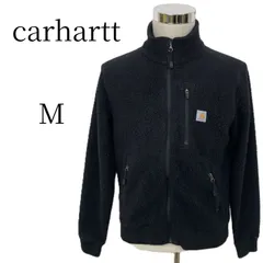 カーハート フリース ジャケット M ボア ブルゾン フルジップ ワンポイント ロゴ 古着 裏地 メッシュ ワーク カジュアル ストリート アウター ブラック