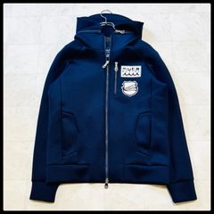 ムータマリン ボンディングパーカー ワッペン 2way ファー フード 紺 M