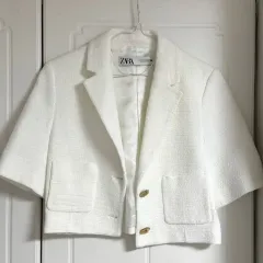 ZARA ツイード 半袖 クロップド ジャケット