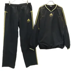 adidas アディダス ピステ 上下 セットアップ L ブラック プルオーバー 裏メッシュ メンズ 古着