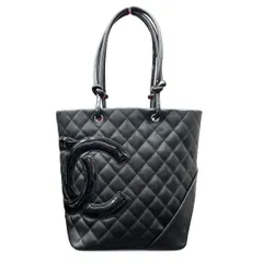 CHANEL 美品 シャネル カンボンライン ミディアム トートバッグ A25167 10番台シリアル ラムスキン レザー エナメル ソーブラック シルバー金具 ショルダーバッグ デカココマーク ヴィンテージ アンティーク レディース ABランク 鑑定済 中古