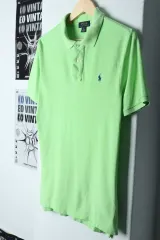 （ L ） ポロ Ralph Lauren(ラルフローレン) 半袖 カラー Tシャツ 汚れ ライトグリーン ポニー- 13B2F
