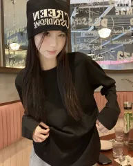 228 エイブリー ルーズフィット コットン 長袖 Tシャツ ブラック/XL