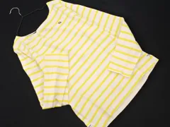 arnold palmer アーノルドパーマー ボーダー ボートネック ロゴ 刺繍 カットソー size3/白ｘ黄 ■◇ レディース